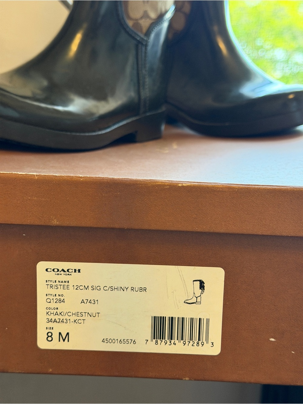 Coach Tristee rain boot Chestnut & Khaki Signature Lace-Up Rain Boots - Picture 6 of 8